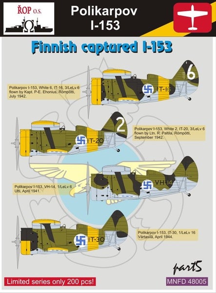 Decals Polikarpov I-153 Finnish captured pt.2 (ROP 1/48)