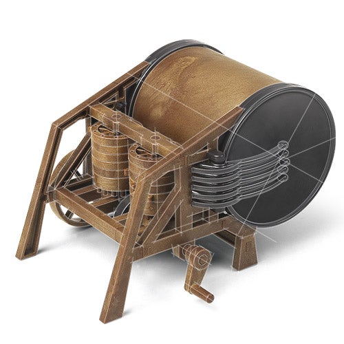 Leonardo da Vinci Mechanical Drum (NO GLUE, movable parts)