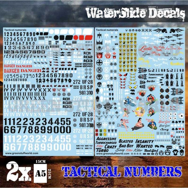 Waterslide Decals - Tactical Numerals and Pinups (Green Stuff World)