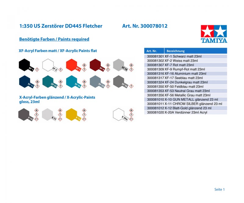 U.S. Destroyer DD-445 Fletcher (Tamiya 1/350)