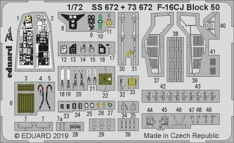 Detail set for Tamiya 1/72 F-16CJ Block 50 (Eduard)